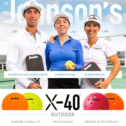 Von USA Pickleball (USAPA) zugelassene gelbe Pickleball-Bälle für den Außenbereich – 12er-Pack perforierte Pickleball-Bälle für den Außenbereich mit 40 Löchern – Franklin Sports X-40 