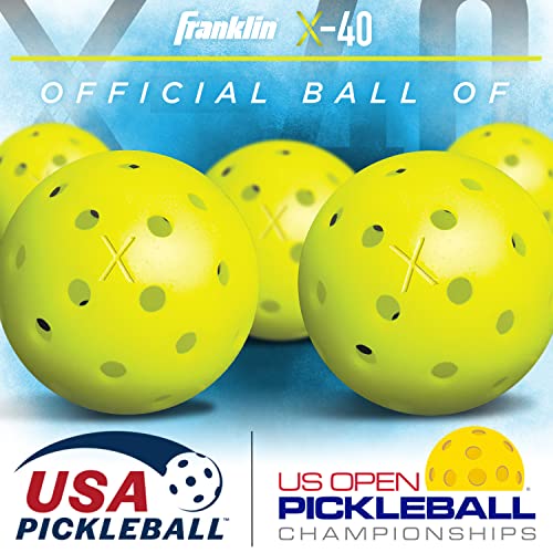 Balles de Pickleball pour extérieur approuvées par USA Pickleball (USAPA) rose - Lot de 12 balles pickleball pour extérieur perforées 40 trous - Franklin Sports X-40