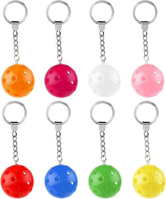 8 Pack Multicolor Pickleball Keychains - Decorative and Practical Accessory Made of Alloy and Plastic, Ideal for Bags, Luggage and Gifts for Pickleball Lovers