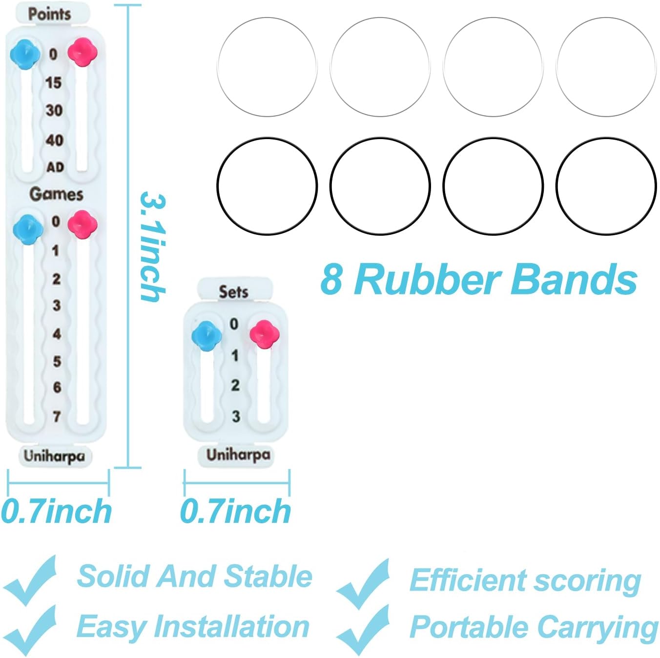 Compteur de point jeu et set. Suivi de score pickleball à fixer sur la raquette - accesoire pour raquette Uniharpa Scorekeeper