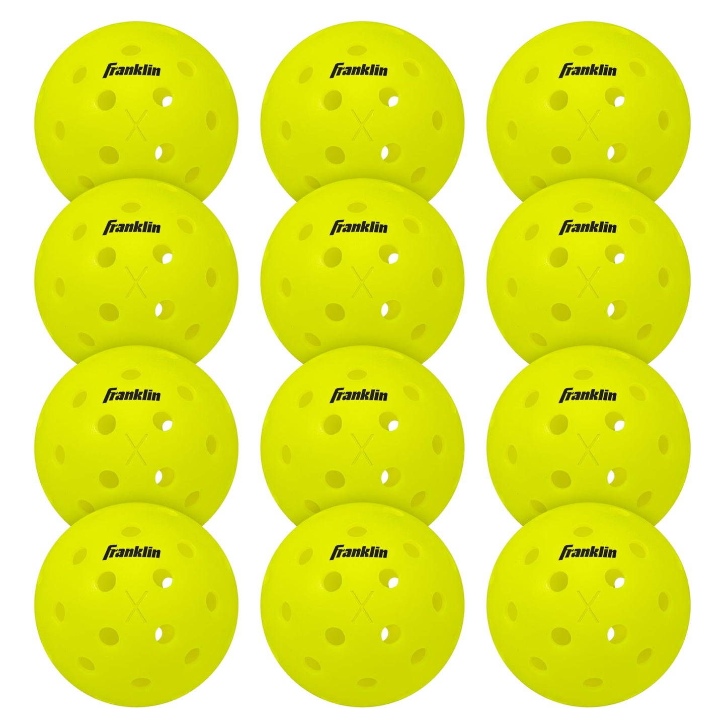 Balles de Pickleball  jaunes pour extérieur approuvées par USA Pickleball (USAPA) - Lot de 12 balles pickleball pour extérieur perforées 40 trous - Franklin Sports X-40