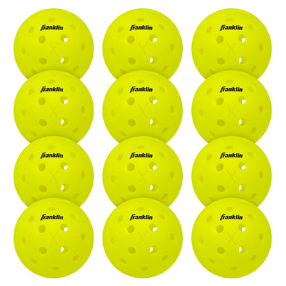 Balles de Pickleball  jaunes pour extérieur approuvées par USA Pickleball (USAPA) - Lot de 12 balles pickleball pour extérieur perforées 40 trous - Franklin Sports X-40