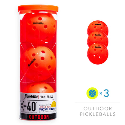 USA Pickleball (USAPA) Approved Pink Outdoor Pickleball Balls - 12 Pack 40 Hole Perforated Outdoor Pickleball Balls - Franklin Sports X-40 