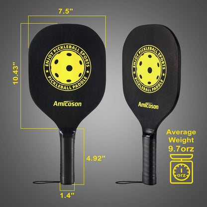 Set of 4 Pickleball Paddles with Balls and Carrying Bag - Amicoson 