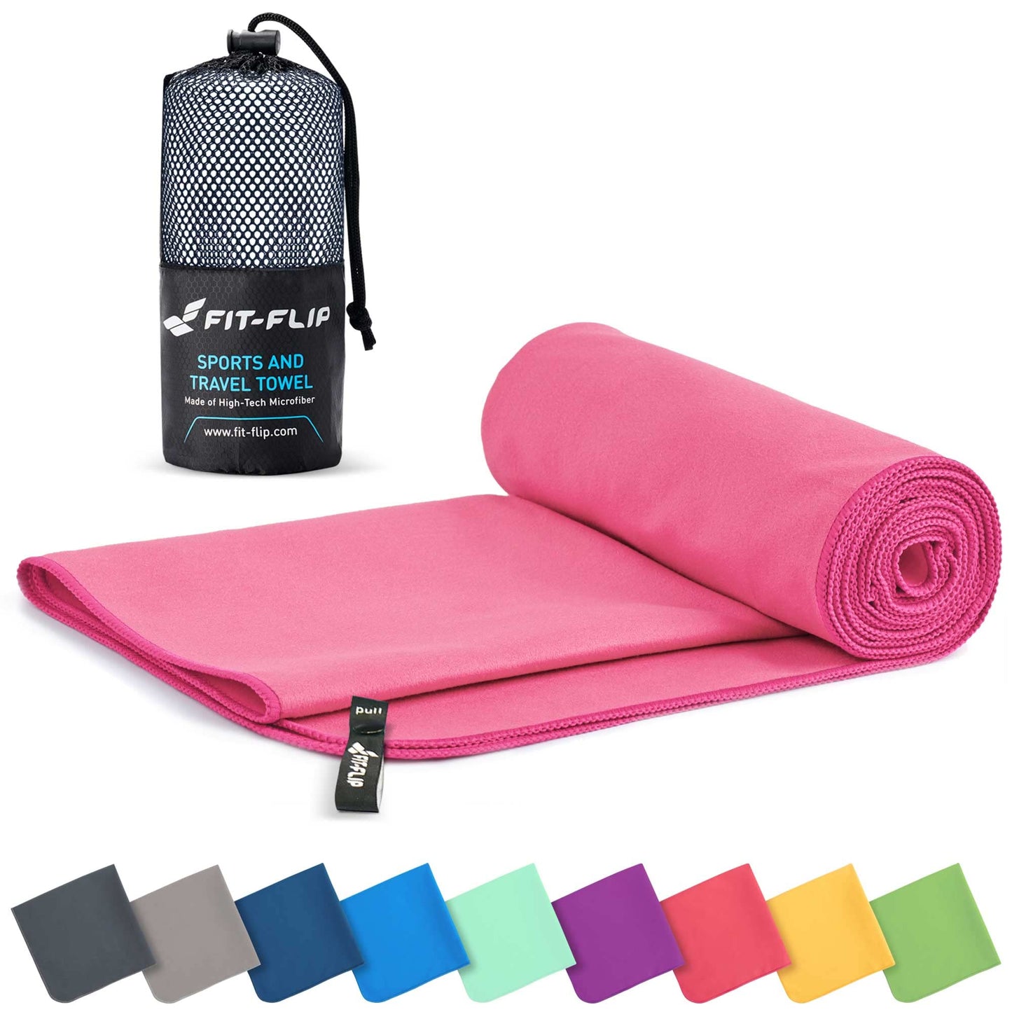 Fit-Flip Microfiber Towel - Compact, Ultra-Light and Quick Drying - Ideal for Sports 