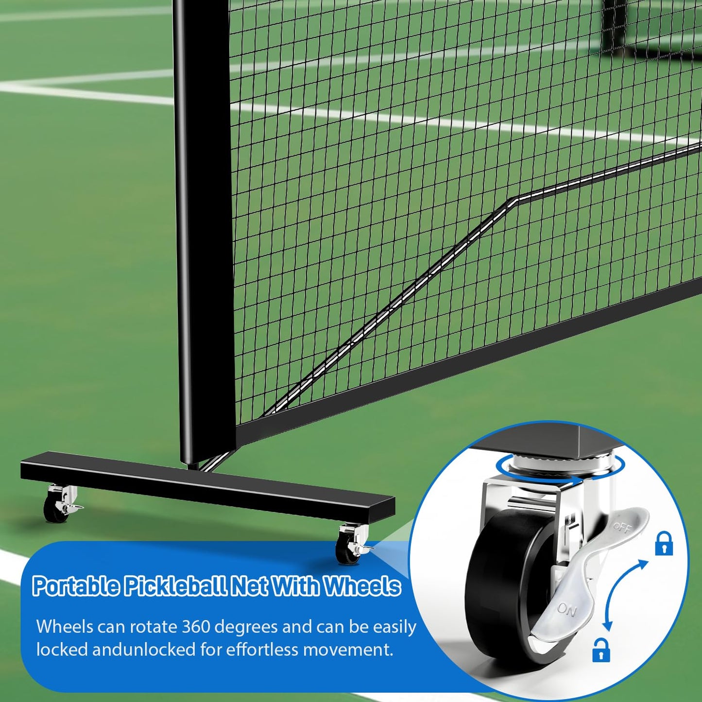 Komplettes Pickleball-Set – 264 Zoll Pickleball-Netz in Standardgröße mit Spielfeldmarkierungen, 4er-Schlägerset, Anzeigetafel und Bällen