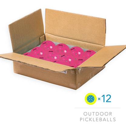 USA Pickleball (USAPA) Approved Pink Outdoor Pickleball Balls - 12 Pack 40 Hole Perforated Outdoor Pickleball Balls - Franklin Sports X-40 