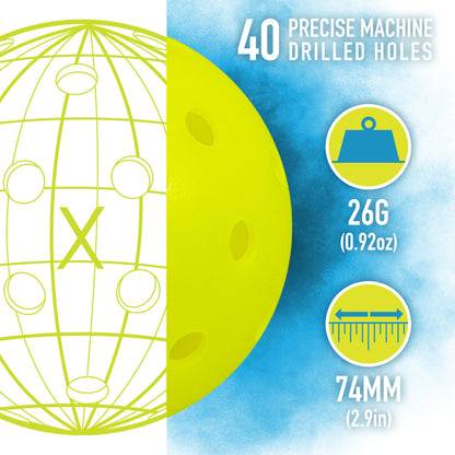 Von USA Pickleball (USAPA) zugelassene gelbe Pickleball-Bälle für den Außenbereich – 12er-Pack perforierte Pickleball-Bälle für den Außenbereich mit 40 Löchern – Franklin Sports X-40 