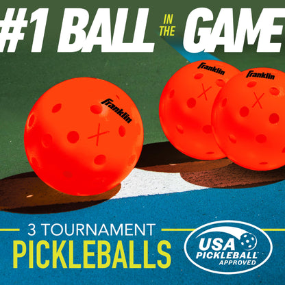 Balles de Pickleball pour extérieur approuvées par USA Pickleball (USAPA) rose - Lot de 12 balles pickleball pour extérieur perforées 40 trous - Franklin Sports X-40