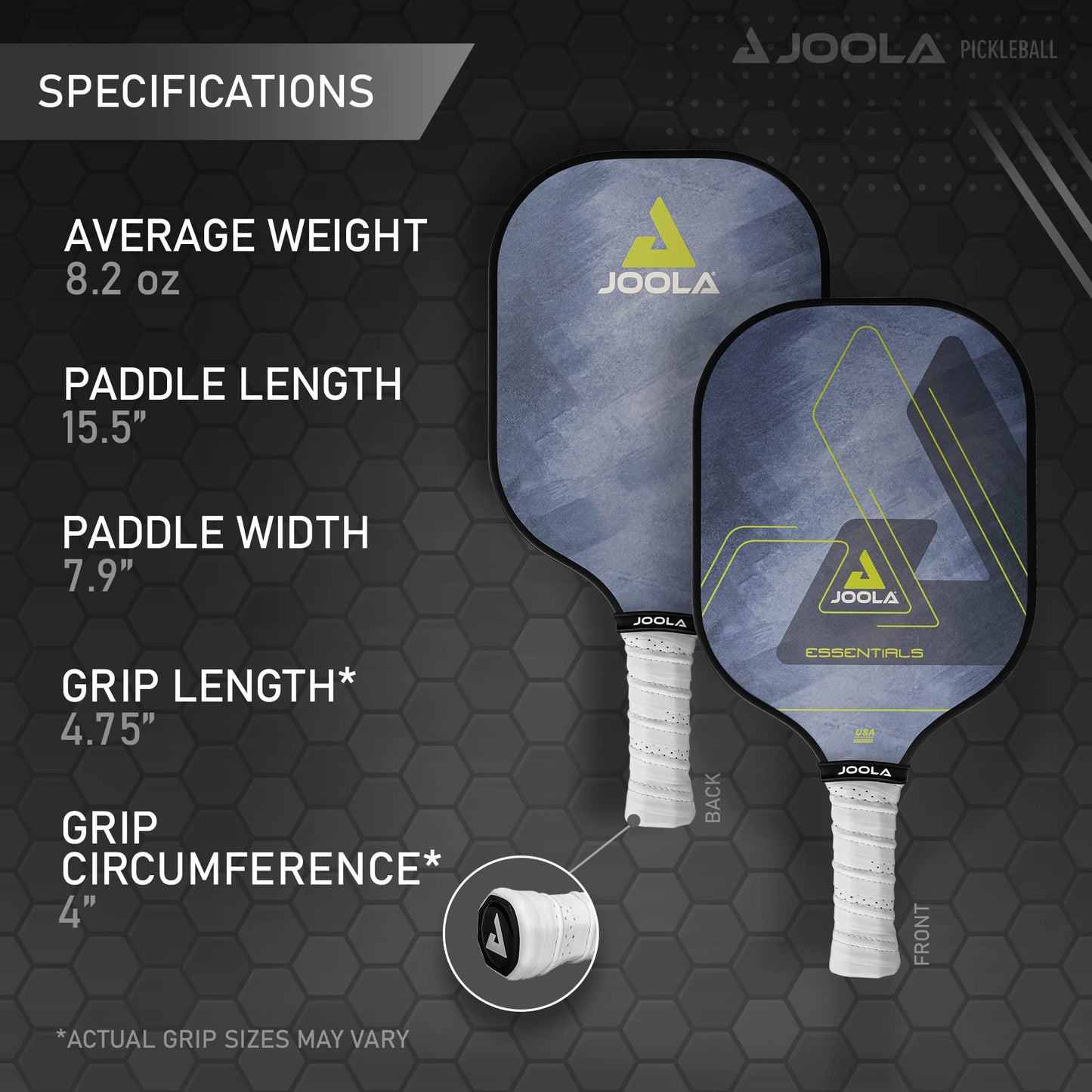 Raquette de Pickleball JOOLA avec Surface renforcée en Fibre de Verre et Noyau en polypropylène nid d'abeille – Parfaite pour Débutants avec Contrôle et Spin Précis