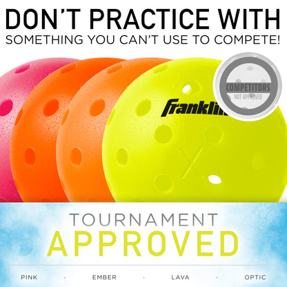 USA Pickleball (USAPA) Approved Pink Outdoor Pickleball Balls - 12 Pack 40 Hole Perforated Outdoor Pickleball Balls - Franklin Sports X-40 